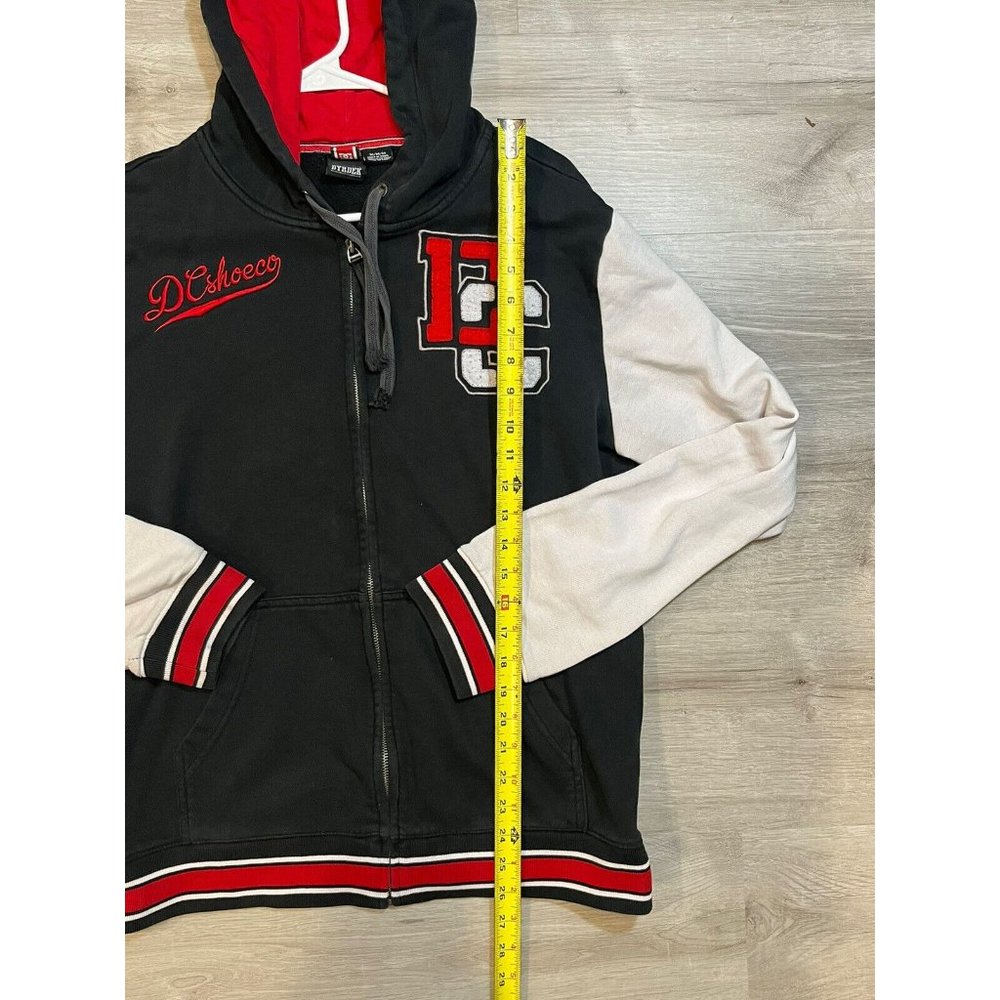 DC Shoe Co. Hooded Zip Up Black & Red Varsity Jacket Skateboard Coat‎ Sz Medium - Picture 6 of 8